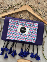 Purple Handloom Cotton Saree With Multi Clr Print Blouse